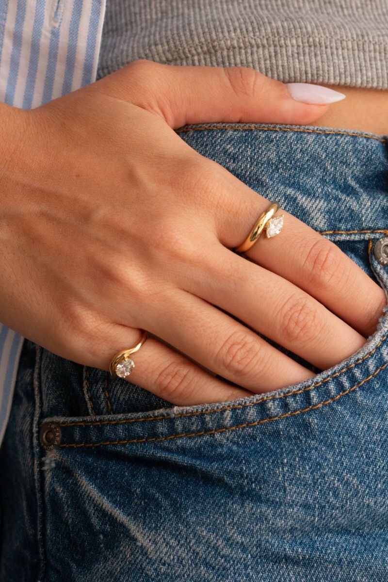 Aliança Dedinho Diamante Oval