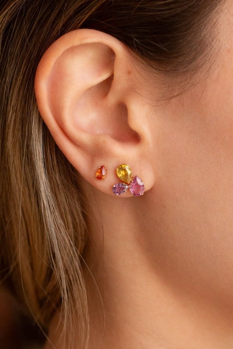 Brinco Gota Safira Laranja