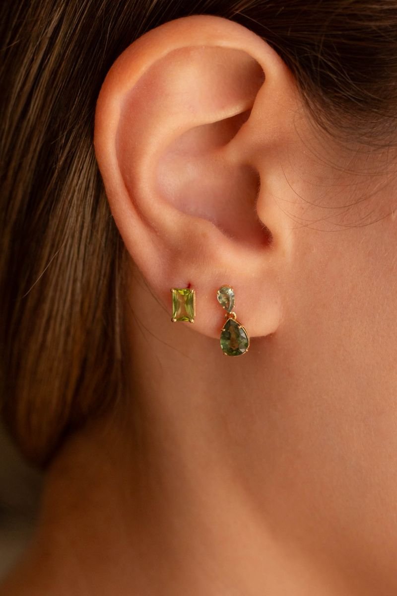 Brinco Gotas Safiras Verde