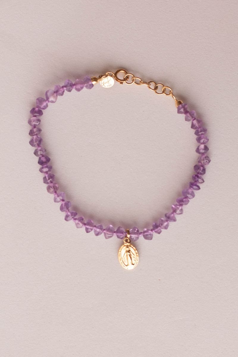 Pulseira Infantil Medalha Milagrosa Ametista