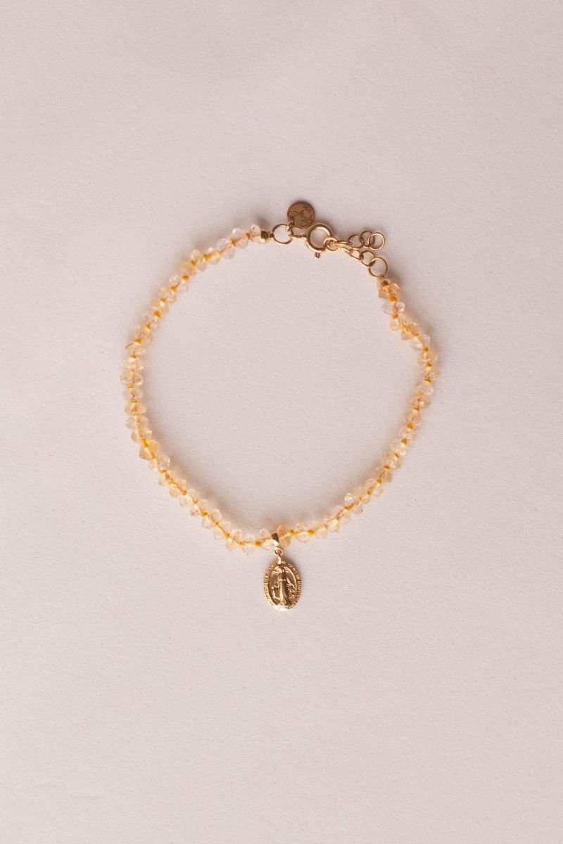 Pulseira Infantil Medalha Milagrosa Citrino