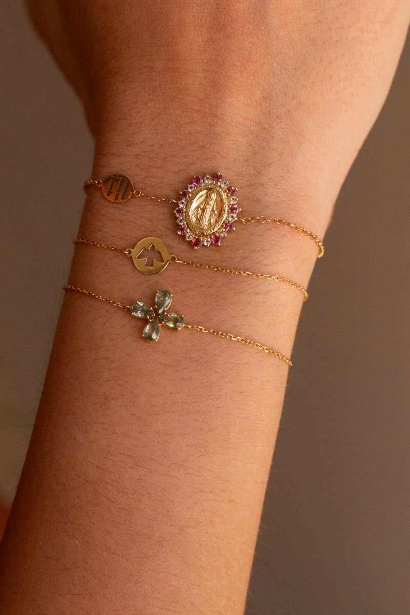 Pulseira Medalha Milagrosa com Topázios